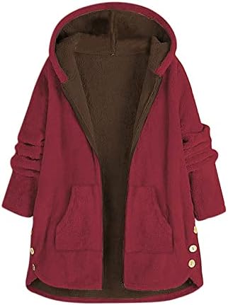 Női Téli, Meleg Gyapjú Kabát Plus Size Sűrűsödik Zip Kapucnis Kabát Alkalmi Plüss Bélés Puha Outwear Kabát