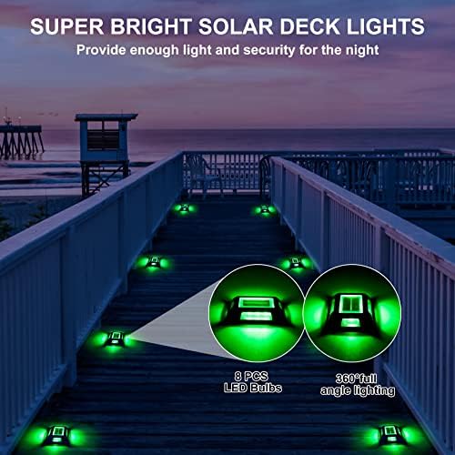 CREPOW Napenergia Zöld Fedélzeten Fények Felhajtón Dock Világítás - 8 Csomag Vízálló 1200mAh Napelemes Kültéri LED Alumínium Dock