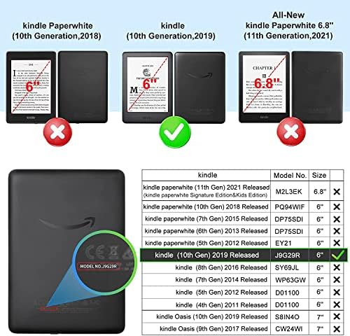 6 Kindle 10 Gen 2019,Ultra Vékony, Tartós TPU Tok (Model No.J9G29R) Automatikus Wake/Sleep Funkció