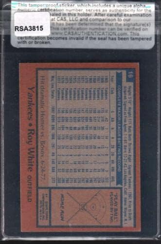 1978 Topps 16 Roy Fehér Autogram Kártya Cas-Hitelesítés Rsa3815 - Baseball Asztalon Dedikált Kártyák