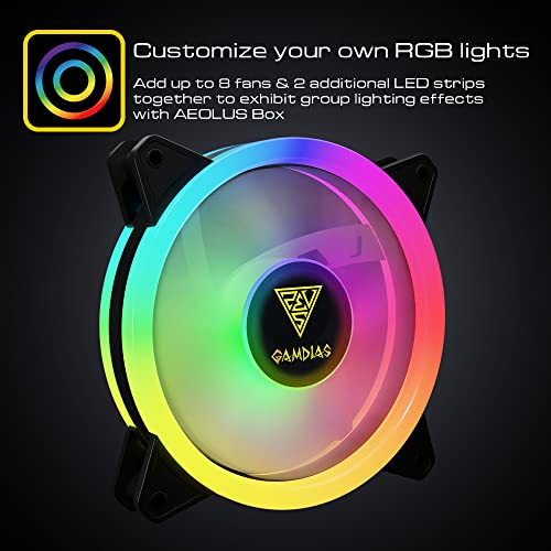 ZEUSZ GAMDIAS RGB Számítógép Esetében Ventilátorok 120mm 5 Csomag, Négy Csendes Trió-Gyűrű, PC Ventilátor, Címezhető RGB