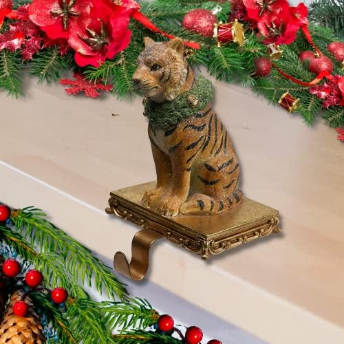Kényelmes Óra 6 Polyresin Tigris Harisnya Fogas Fém Kampó Karácsonyi Dekoráció, Többszínű, Téli Ünnep Gyűjtemény
