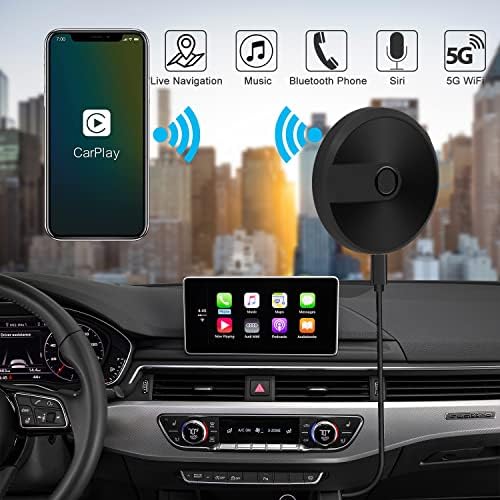 Aonerex Vezeték nélküli CarPlay Adapter 2023 CarPlay Dongle Alakítja Vezetékes Vezeték nélküli 5.8 G WiFi Bluetooth 5.0 Stabil Kapcsolat