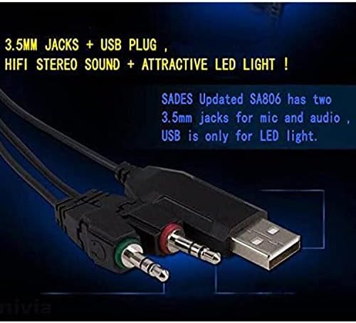 PC Gaming Headset, Vezetékes Sztereó zajcsökkentés Több mint Fülhallgatót, LED Lámpa, 3,5 mm-es Számítógépet Ear Fülhallgató Xbox/PC/PS4/Okos