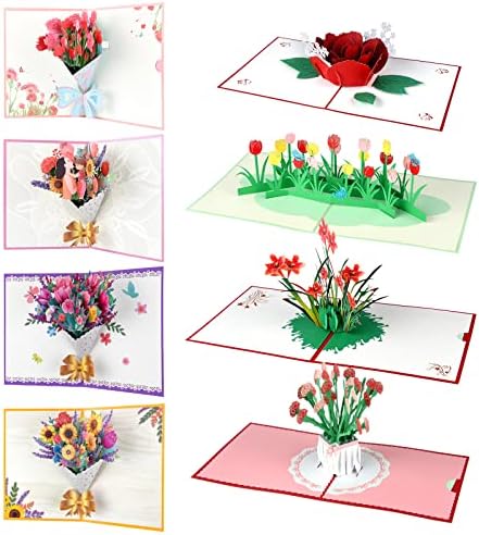 MIAHART 8 Db 3D Virág Pop Up Card anyák Napja üdvözlőlapok Szerelem Pop Kártyák Köszönöm Kártyák, Valentin Napra, Esküvőre,