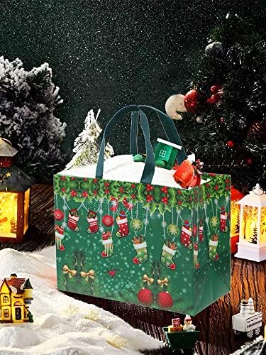NDKLPHON 16PCS Karácsonyi ajándékok, Karácsonyi ajándékcsomagot Ünnep, Ajándék Táskák Kezeli, Multifunkcionális Nem Szőtt Bevásárló