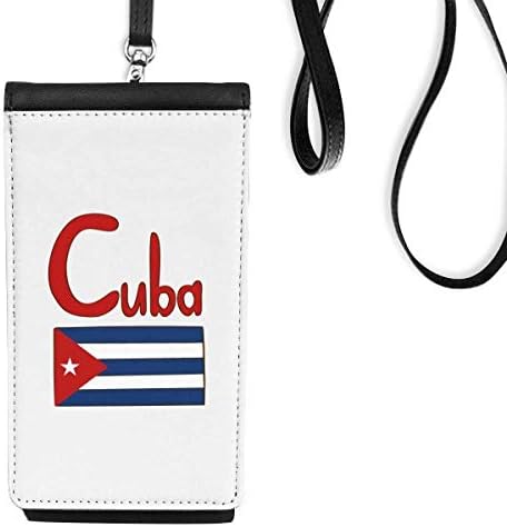Kuba Nemzeti Zászló Piros-Kék Mintás Phone Wallet Pénztárca Lóg Mobil Tok Fekete Zseb